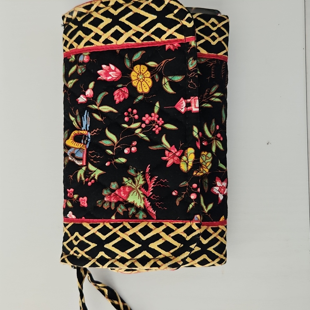 Vera Bradley Floral Ming Purse Wallet Black Gold Retired Crossbody Pockets